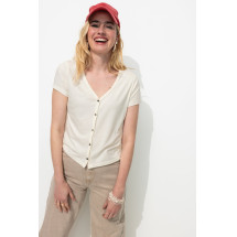 Camiseta canalé cuello pico