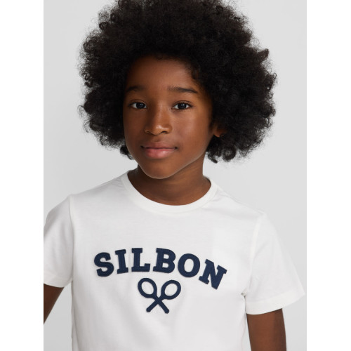 Camiseta kids raqueta media blanca