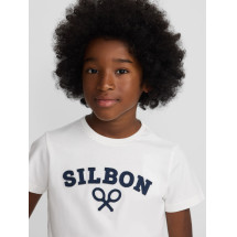 Camiseta kids raqueta media blanca