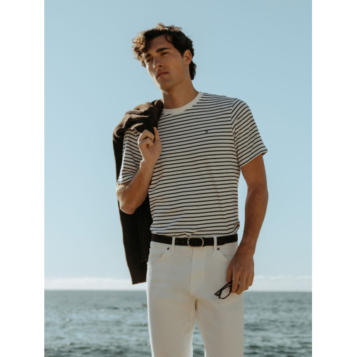 Camiseta rayas finas cruise blanca