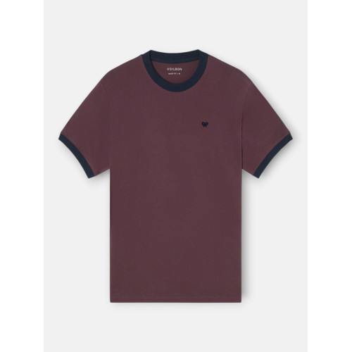 Camiseta ribs contraste rizo burdeos