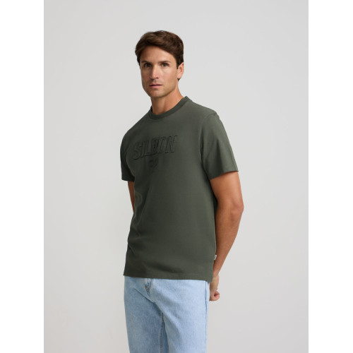 Camiseta silbon patch tono khaki
