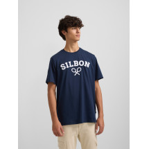 Camiseta silbon raqueta media azul marino