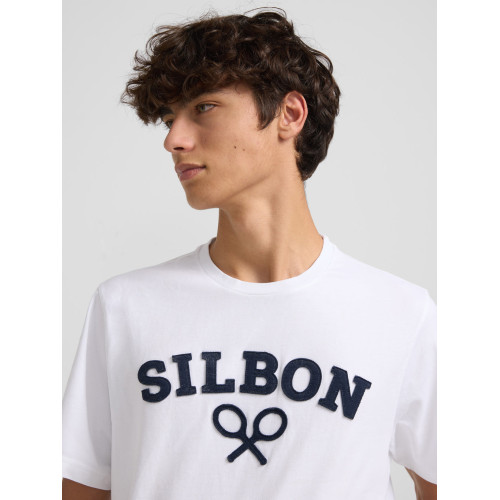 Camiseta silbon raqueta media blanca