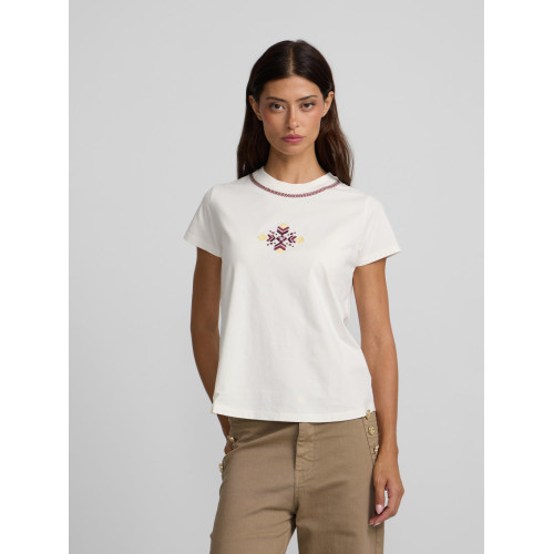 Camiseta woman bordado etnico crudo