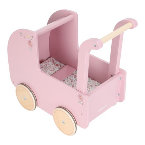 Carro de madera para mu&ntilde;ecas rosa