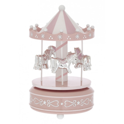 Carrousel musical caballos rosa 10x18