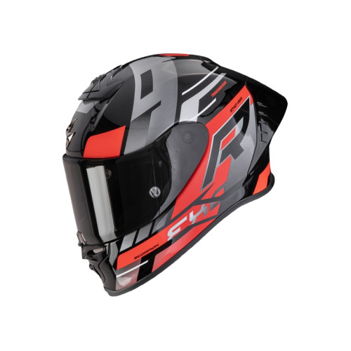 CASCO SCORPION EXO-R1 EVO II ADRENALINE NEGRO ROJO PLATA MATE