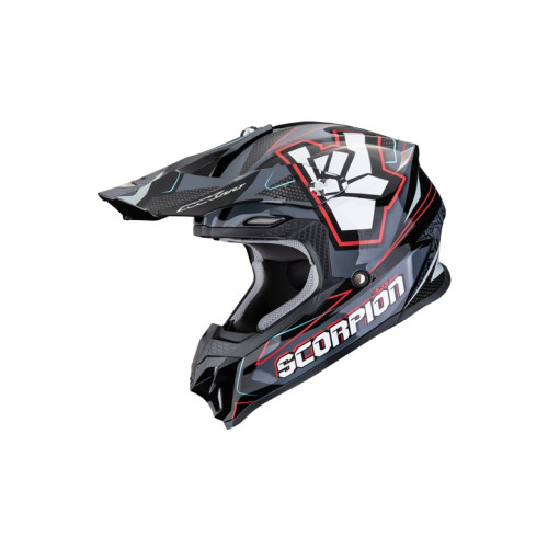 CASCO SCORPION VX-16 EVO AIR ROK NEGRO GRIS ROJO