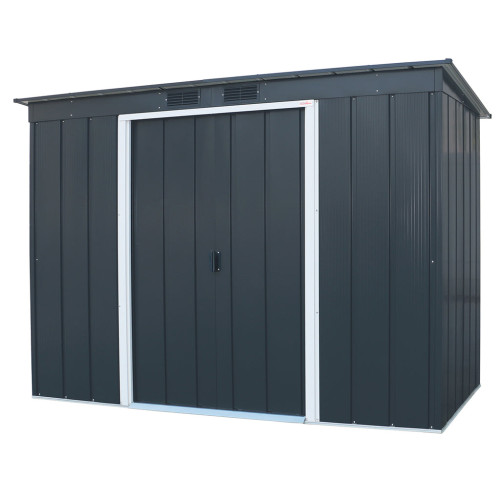 Caseta Jard&iacute;n Eco Pent Roof 8&times;4 Metal Gris Antracita