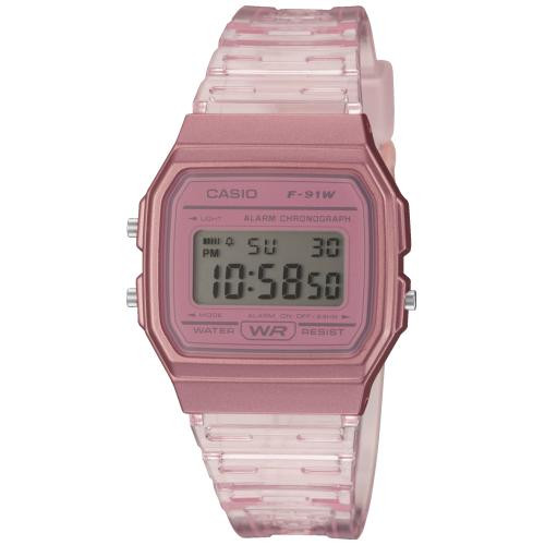 Casio retro f-91ws-4ef rosa transparente