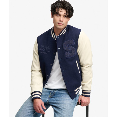 Chaqueta Varsity con Parches Vintage