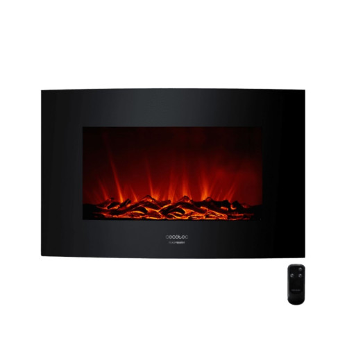 Chimenea el&eacute;ctrica Cecotec Ready Warm 3510 Curved Flames 2000W mando a distancia 35&rsquo;&rsquo; negro