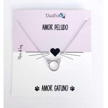 Collar amor gatuno de plata de ley