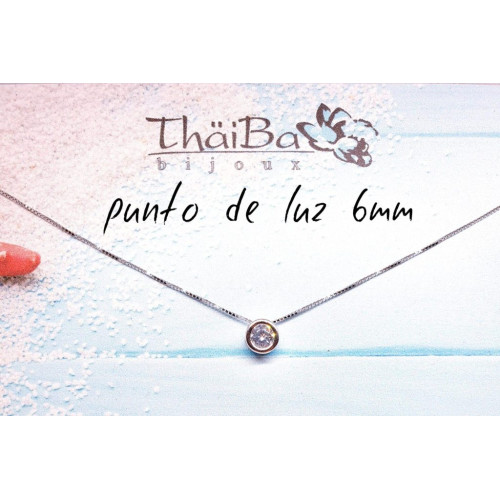 Collar punto de luz 6mm de plata de ley