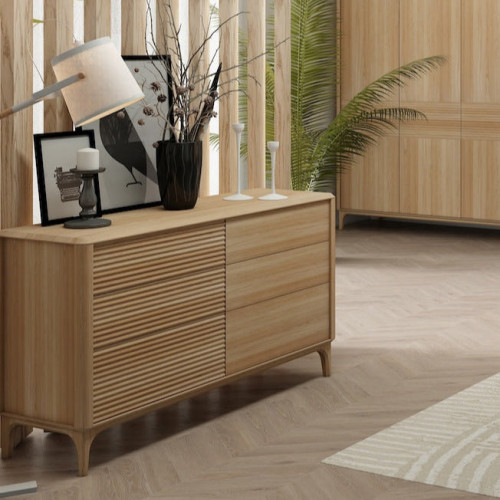 Comoda de madera maciza roble Oxford 6.2, 140x45x81 cm