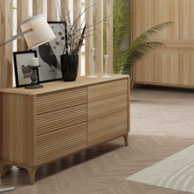 Comoda de madera maciza roble Oxford 6.2, 140x45x81 cm