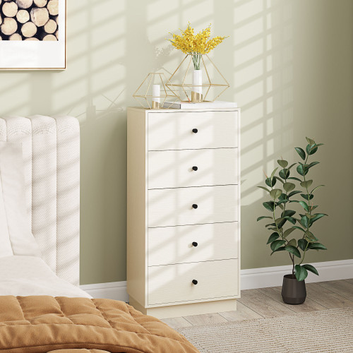C&oacute;moda Sora Homcom 5 cajones con tiradores beige 95x47x29 cm