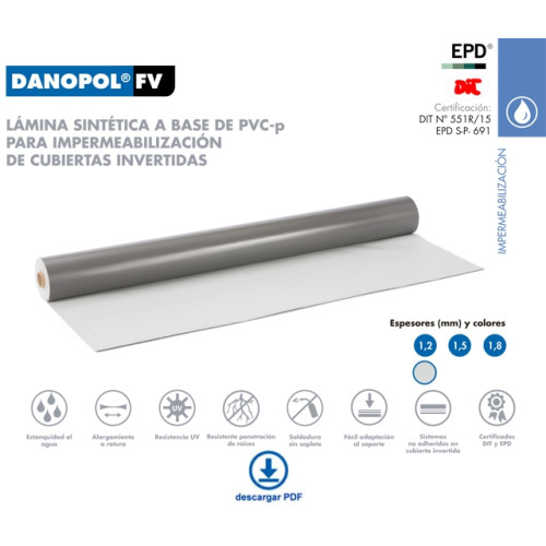 Danopol FV 1,5 Light Grey. Rollo 1.80x15 m
