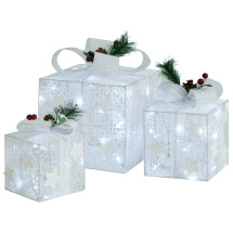 Decoración navideña 3 cajas de regalo 60 LED 8 modos