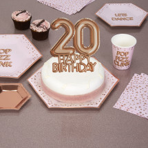 Decoraci&oacute;n para tarta "20 Happy Birthday" en oro rosa - Glitz & Glamour Pink & Rose Gold