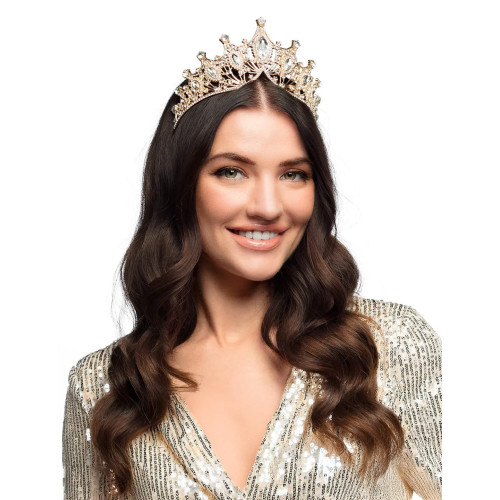 Diadema real met&aacute;lica oro rosa para adulto