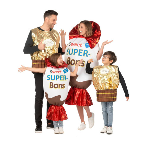 Disfraz de familia de dulces dorados y bombones