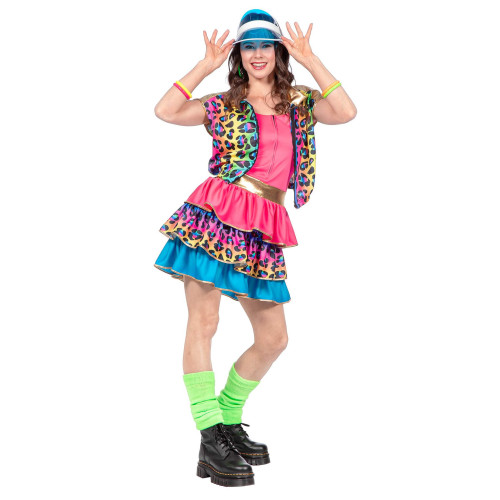 Disfraz kitsch de pantera multicolor para mujer