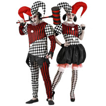 Disfraz de pareja de bufones terroríficos para adultos Hallo...