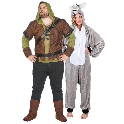 Disfraz de pareja de ogro y burro adulto talla grande
