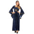 Disfraz de vestido medieval largo con capucha azul marino lujo mujer