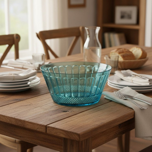 Ensaladera Gaia Quid dise&ntilde;o facetado poliestireno azul &Oslash;25 cm