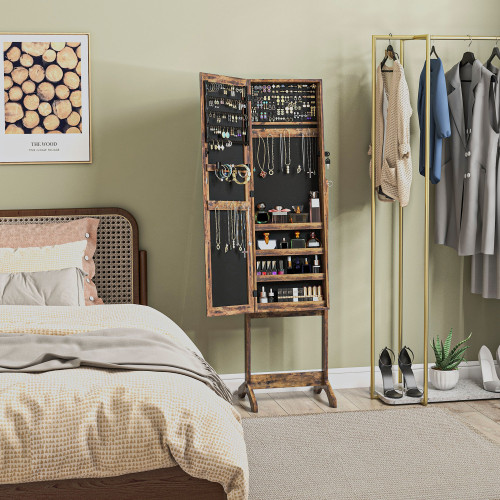 Espejo de cuerpo entero Miralya Homcom instalaci&oacute;n convertible marr&oacute;n 151,5x46x36,5 cm