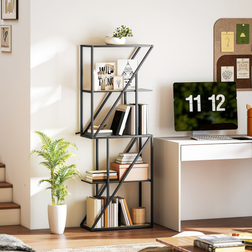 Estanter&iacute;a Kiva Homcom 5 niveles negro/natural 165x60x30 cm