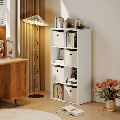 Estanter&iacute;a Shiro Homcom 8 compartimentos con 4 cajones blanco 53,7x105,9x30 cm