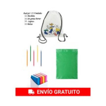 Fabuloso set de regalos para cumplea&ntilde;os infantiles Mochilas para colorear + Lapices con goma+ gomas de borrar + bolsas
