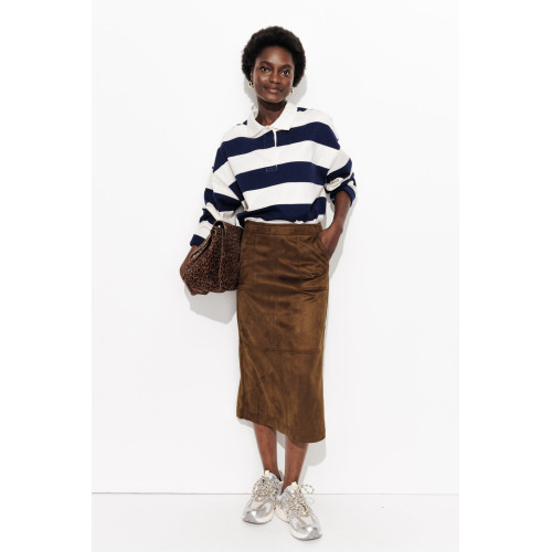 Falda midi piel de melocot&oacute;n