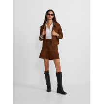 Falda mini piel ante marron