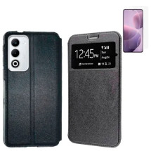 Funda Oppo A5 2025 (6.67) Negro Libro Ventana + Protector de...