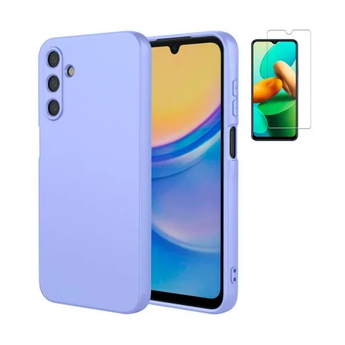 Funda Samsung Galaxy A17 5G (6.7) Morado Tpu Lisa Silicona Gel Premium + Protector de Pantalla Cristal Templado 9H