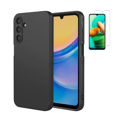 Funda Samsung Galaxy A17 5G (6.7) Negro Tpu Lisa Silicona Gel Premium + Protector de Pantalla Cristal Templado 9H