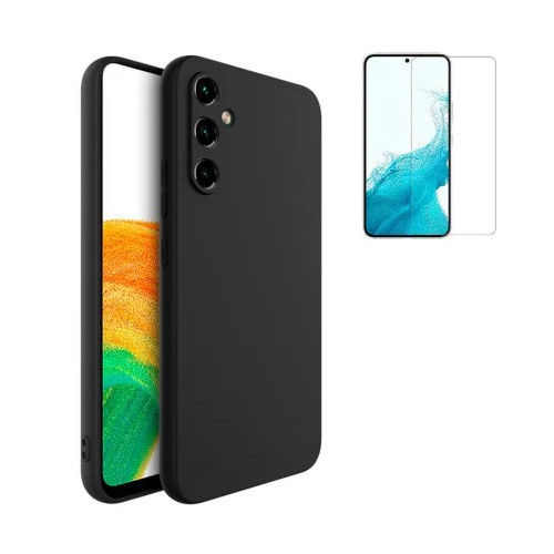Funda Samsung Galaxy A37 5G (6.7) Negro Tpu Lisa Silicona Gel Premium + Protector de Pantalla Cristal Templado 9H