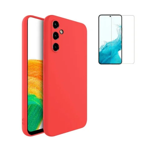Funda Samsung Galaxy A37 5G (6.7) Rojo Tpu Lisa Silicona Gel Premium + Protector de Pantalla Cristal Templado 9H