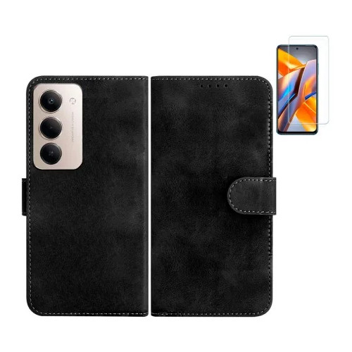 Funda Xiaomi Redmi 15 4G (6.9) Negro Libro Premium + Protector de Pantalla Cristal templado 9H
