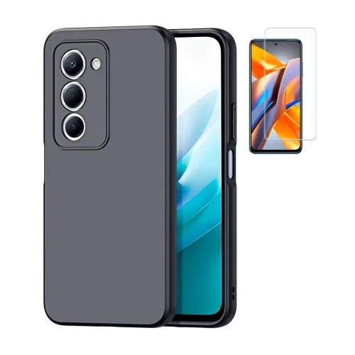 Funda Xiaomi Redmi 15 4G (6.9) Negro Tpu Lisa Silicona Gel Premium + Protector de Pantalla Cristal Templado 9H