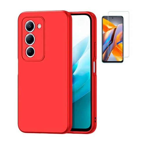 Funda Xiaomi Redmi 15 4G (6.9) Rojo Tpu Lisa Silicona Gel Premium + Protector de Pantalla Cristal Templado 9H