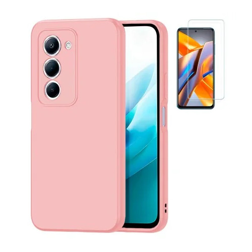 Funda Xiaomi Redmi 15 4G (6.9) Rosa Tpu Lisa Silicona Gel Premium + Protector de Pantalla Cristal Templado 9H