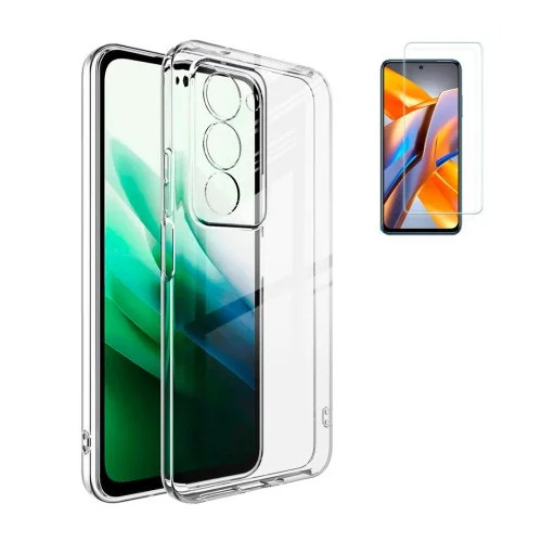 Funda Xiaomi Redmi 15 4G (6.9) Transparente Tpu Lisa Silicona Gel Premium + Protector de Pantalla Cristal Templado 9H