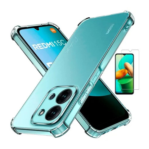 Funda Xiaomi Redmi 15C 4G - Poco C85 4G (6.9) Reforzada Antichoques Antigolpes Tpu Silicona Gel + Protector Cristal Templado 9H
