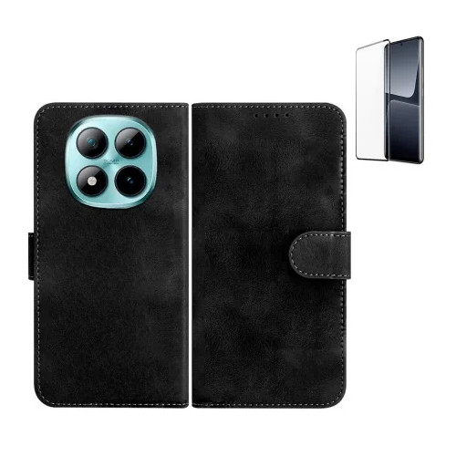 Funda Xiaomi Redmi Note 15 5G (6.77) Negro Libro Premium + Protector de Pantalla Cristal 3D Curvado